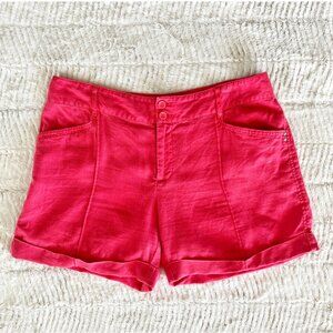 INC Coral Pink 100% Linen Shorts, Size 12